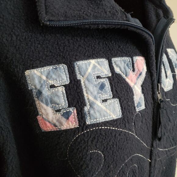 Disney Eeyore Patchwork Embroidered Full Zip Pocket Blue Fleece Jacket XL - Picture 7 of 10